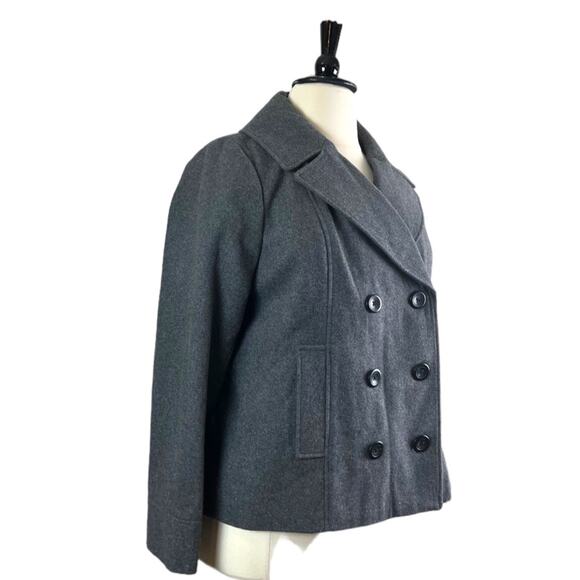 Merona Women’s Winter Pea Coat Double Breasted Wool Blend Gray Size XXL - Picture 2 of 13